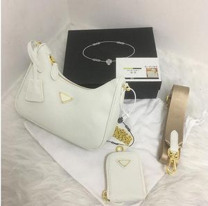 Wysokiej jakości nylonowe białe torebki Kobiety luksurys marka torba crossbody torebki hobo torebki bagietki torby triadowe