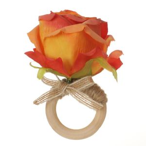 装飾的な花の花輪の花輪の布の木製の輪Elセットアップナプキンのリングの結婚式の装飾ネイビーダイニングルームシミュレーション9cm cmのartifici