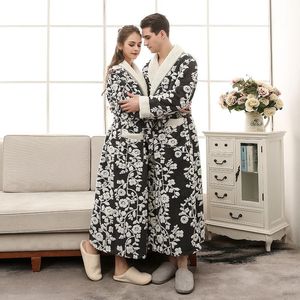 여성 잠옷 커플 가운 소녀 따뜻한 플란넬 여성 두꺼운 긴 소매 목욕 가운 남성 산호 양털 Homewear