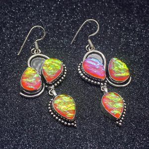 Elegant Charms Vintage Dichroic Glass Silver Color For Women Drop Dangle Earrings Inch HD575 Chandelier