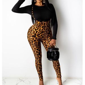 Jumpsuits das Mulheres Macacões Sexy Casual Romper Romper Club Roupas Sem Mangas Correias Beb Calças Geral Senhoras Cintura Alto Leopardo Skinny T