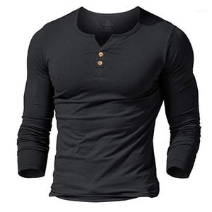 Men's T-Shirts Men's MUSCLE ALIVE Henley Tshirt Fitted Dress Sleeve Shirt For Men Shirts Cotton Casual Bodybuilding Fitness T-shirt1