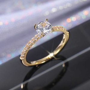 Wholesale three color gold ring for sale - Group buy New Luxury Classic Sparkling Zircon Engagement Wedding Ring Gold White Gold Rose Gold Three color Optional Jewelry Q0708