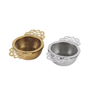 50 stücke Empress Teesiebs mit Tropfschalen, Mesh Tee Infuser Edelstahl loser Blatt-Teefilter mit doppelt geflügeligen Griffen