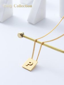 GirlyCollection INS 2021 Letter P Initial Alphabet Statement Chain Necklace Temperament Unisex Couple Korean Jewelry Gift Chains