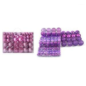 200Pcs Christmas Ball Box Set Available Holiday Tree Ornament Decorations Pink & Purple