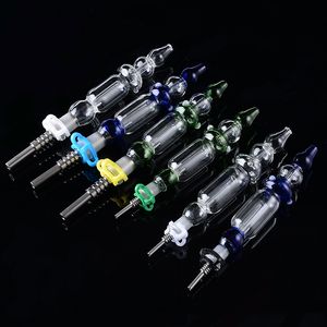 Мини-комплект для сбора нектара Кальяны 10 мм 14 мм Nector Collectors Dab Straw Oil Rigs Micro NC Set Стеклянная водопроводная труба Титановый наконечник