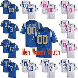 NCAA College Jerseys UCLA Bruins 7 Dorian Thompson-Robinson 79 Jonathan Ogden 81 Caleb Wilson 4 Bolu Olorunfunmi Anpassad fotbollsstygn