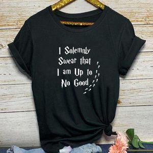 I Solemnly Swear Letter Print T Shirt Women Short Sleeve O Neck Summer Tee Clothes Camisetas Mujer
