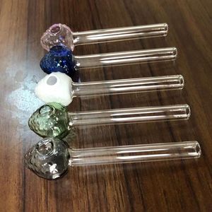 Glas rökning rör bong jordgubbsform olja brännare rör färgad mini pyrex dab rigg spiral bubbla bongs skål diameter boll balancer