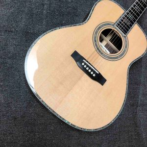 Corpo OM personalizzato AAAAA Chitarra acustica in legno massello Logo della paletta personalizzato ed etichetta interna