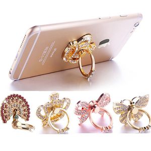 Diamond Bling Metal Finger Ring Holder 360 degree Cell phone Stand Bracket Universal for iphone 12 samsung Huawei XIAOMI LG MOTO cellphone Portable and practical