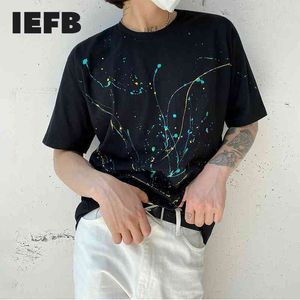 IEFBファッション半袖Tシャツメンズインク落書き印刷緩い半袖夏の韓国のファッションショートティートップス9Y7175 210524