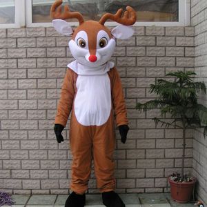 Хэллоуин красный нос оленей талисмана высокого качества костюм мультфильм лосей тема тема персонажа карнавал взрослый размер.
