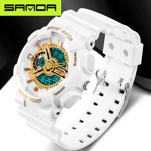 Yeni marka SANDA moda izle erkek LED dijital saat G açık çok fonksiyonlu su geçirmez askeri spor saat relojes hombre X0524