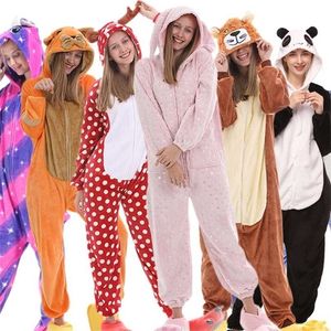 Pijama Camisola Adulto Animal Coelho Pijama Ponto Flanela Gato Anime Onesie Unicornio Roupa de Dormir Macacão 211023