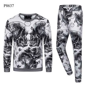 Tute firmate Uomo Skull Cardigan Giacca pantaloni 2 pezzi Set Casual Felpa con cappuccio Punk Felpe stampa lettera Skateboard Cappotto manica lunga uomo jersey abbigliamento di lusso