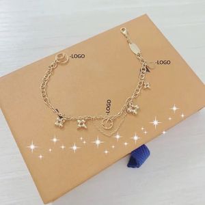 Gold Plated Stainless Steel Designer Letter Jewelry Crystal Bangle Bracelet for Women