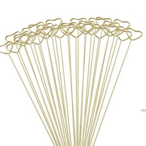 Gåvor Wrap Förpackning Floristbukett Presentkort Hållare Golden Round Heart Star Metal Long Stick Flower Clip Dwe11858