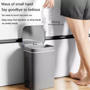 Intelligent papperskorgen kan automatisk sensor soptin smart sensor elektrisk avfall bin hem skräpburk för kök badrum sopor 211215