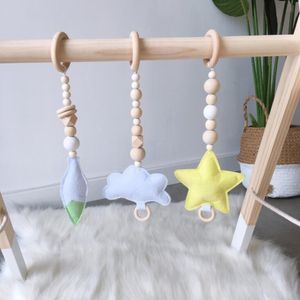 Cartoon Felt Wood Beads Pendants Children Room Decor INS Decorative Nordic Style Fitness Rack Hanging Decoration YL509