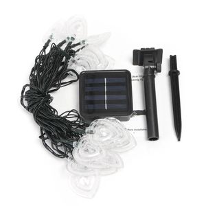 Solar Power 8 Modes 20 LED Heart Shape String Light Outdoor Garden Wedding Party Holiday Decor Lamp - Warm White