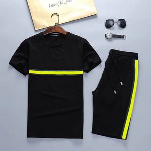 Şifon Panelleri toptan satış-Yaz Spor Erkek Eşofman T Shirt Pantolon Koşu Şort Setleri Giyim Spor Joggers Eğitim Gym Spor Suits