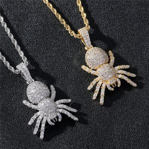 Tier-Spinne-Anhänger-Halskette, Kupfer, Mikro-Gepflastert, Kubikzirkon, Herren-Hip-Hop-Schmuck, Geschenk