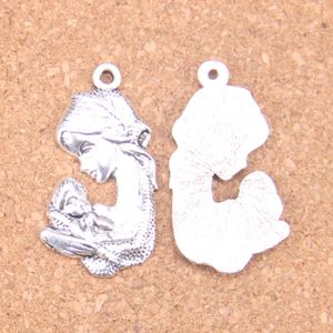 24 sztuk Antique Silver Bronze Plated Mother Hold Son Charms Wisiorek DIY Naszyjnik Bransoletka Bransoletka Ustalenia 37 * 20mm