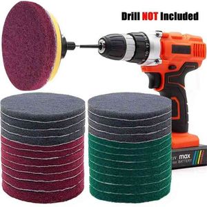 26 stycken Set Power Scrubber Pads Kit Drill 4 tum Borste Scouring Rengöring för kök Badrum Car Headlight 210728