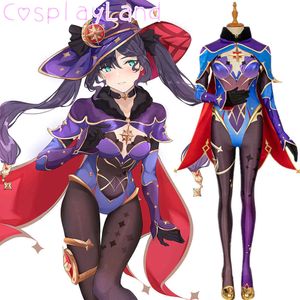 Gioco caldo Genshin Impact Mona Costume Cosplay Carnevale Halloween Vestito sexy Vestito da donna Puntelli Genshin Impact Tuta Y0903