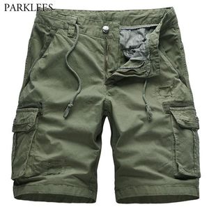 Drawstring Cargo Shors Homens 2021 Verão Mens Casual Shorts Confortável Cotton Board Multi Pocket Militar Curto Hombre 38 Men's