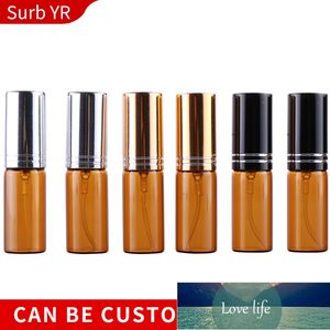 Toptan 5 ml Mini Taşınabilir Brownl Cam Parfüm Şişesi Yüzük Alüminyum Atomizer Boş Kozmetik Flakon