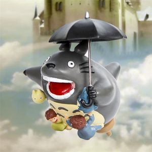 Забавный Totoro Set миниатюрная фея садовый дом дома украшения мини-ремесло микрозагодный дизайн декор DIY аксессуары 210811