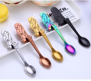 Creative mermaid small serving mixing spoon stainless steel honey tea spoons for party novelty souvenir coffee stirring scoop SN5266