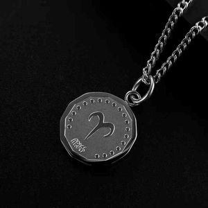 Twelve Constellations Necklace Titanium Steel Fashion Hip Hop Personality Trendsetter Round Brand Girlfriends Couple Sweater