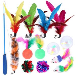 Wholesale fishing set toy for sale - Group buy Cat Toys Pet Toy Cute Personality Set Fishing Rod Funny Stick Various Combination Feather Teaser