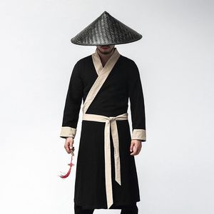 남성용 트렌치 코트 의류 레트로 긴 옷 의상 복장 활동과 중국 스타일의 남자 Hanfu Robes chivalrous