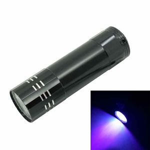 UV 9 LED Mini Flashlight Ultra Violet Light Torch Lamp Party Portable Waterproof Aluminum Alloy Outdoor Laser Tactical Lighting Tool for Anti-fake Money Detector