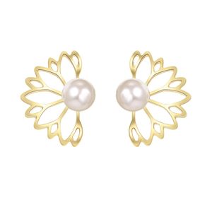 Trendy Hollow Out Lotus Flower Stud Earrings Silver & Gold Plated Earring Women Lady Party Fashion Fine Jewelry