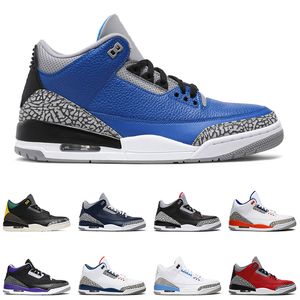 Scarpe da pallacanestro Jumpman 3 Varsity Royal UNC Court Purple Black Cement Free Throw Line Fire Red 3s Mens Trainer Sport Sneakers