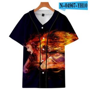 Custom Baseball Jersey Mens Knappar Homme T-shirts 3D Tryckkjorta Streetwear Tees T Shirts Hip Hop Kläder Fram och baksida Skriv ut 081