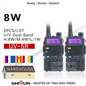 2 قطع حقيقية 5W / 8W baofeng uv-5r walkie talkie uv 5r قوية الهواة هام cb راديو محطة uv5r المزدوج الفرقة الإرسال والاستقبال 10km الاتصال الداخلي