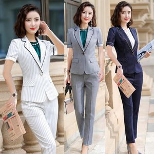 Summer Ladies White Blazer Women Business Suits Formal Office Work Wear Sets Pant And Jacket Women's Two Piece Pants