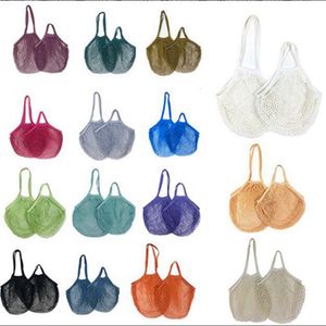 Shoppingväska Handväskor Shopper Tote Mesh Net Woven Bomullspåsar String Fruit Storage Handväska Återanvändbar ZWL172