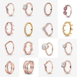 Ring aus 925er-Sterlingsilber, beliebter Blumen-Glücksring, goldener Roségold-Damenmode, Hochzeitsfeier, Verlobungsschmuck