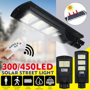 300/450 LED Solar Street Light Pir Motion Sensor Säkerhet Vägglampa Vattentät Utomhusbelysning - 300led