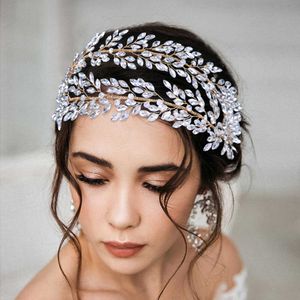 AS308 Golden Wedding Tiara Rhinestone Włosy Biżuteria Headpiece Bridal Zroszony Opaska Handmade Ślub Headdress for Bride X0726