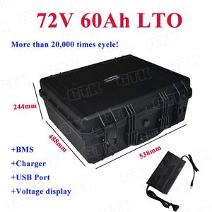 GTK 72V 60AH литий Титаната Titanate батареи 20000 Глубокий цикл 2.4V LTO Клетки для резервного копирования мощности вилочный погрузчик солнечный инвертор + 10А зарядное устройство