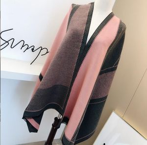 Partihandel 20Color brev Gridutskrift Cashmere halsdukar Mode Designer Kvinnor Hand Stickning Vinter Tjocken Håll varm ull Spinning Shawl Scarf Famous Scarf